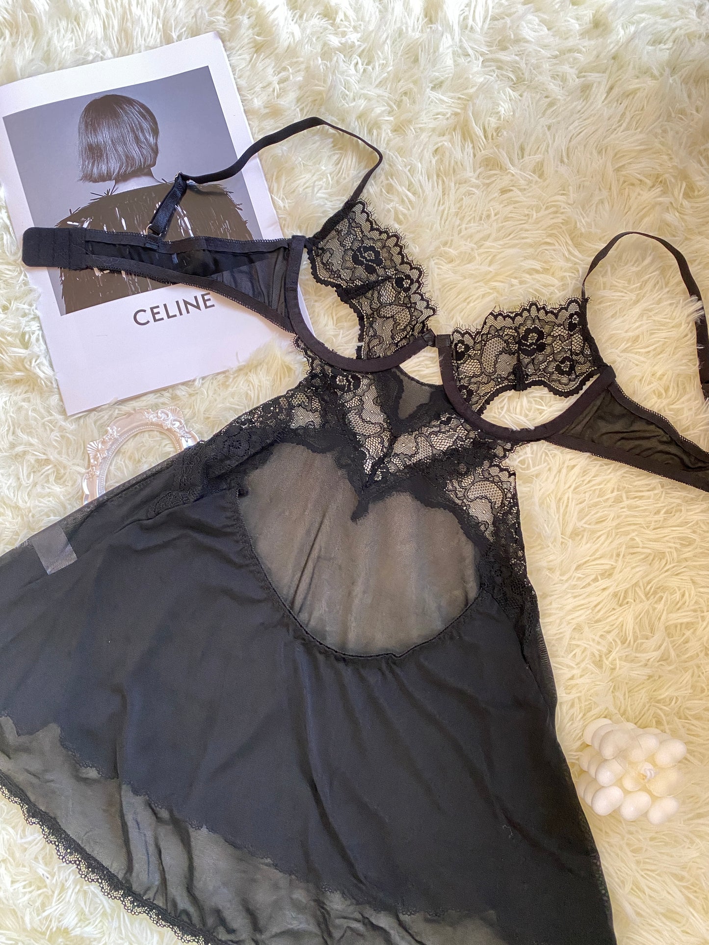 Black lace cut-out lingerie LIN09