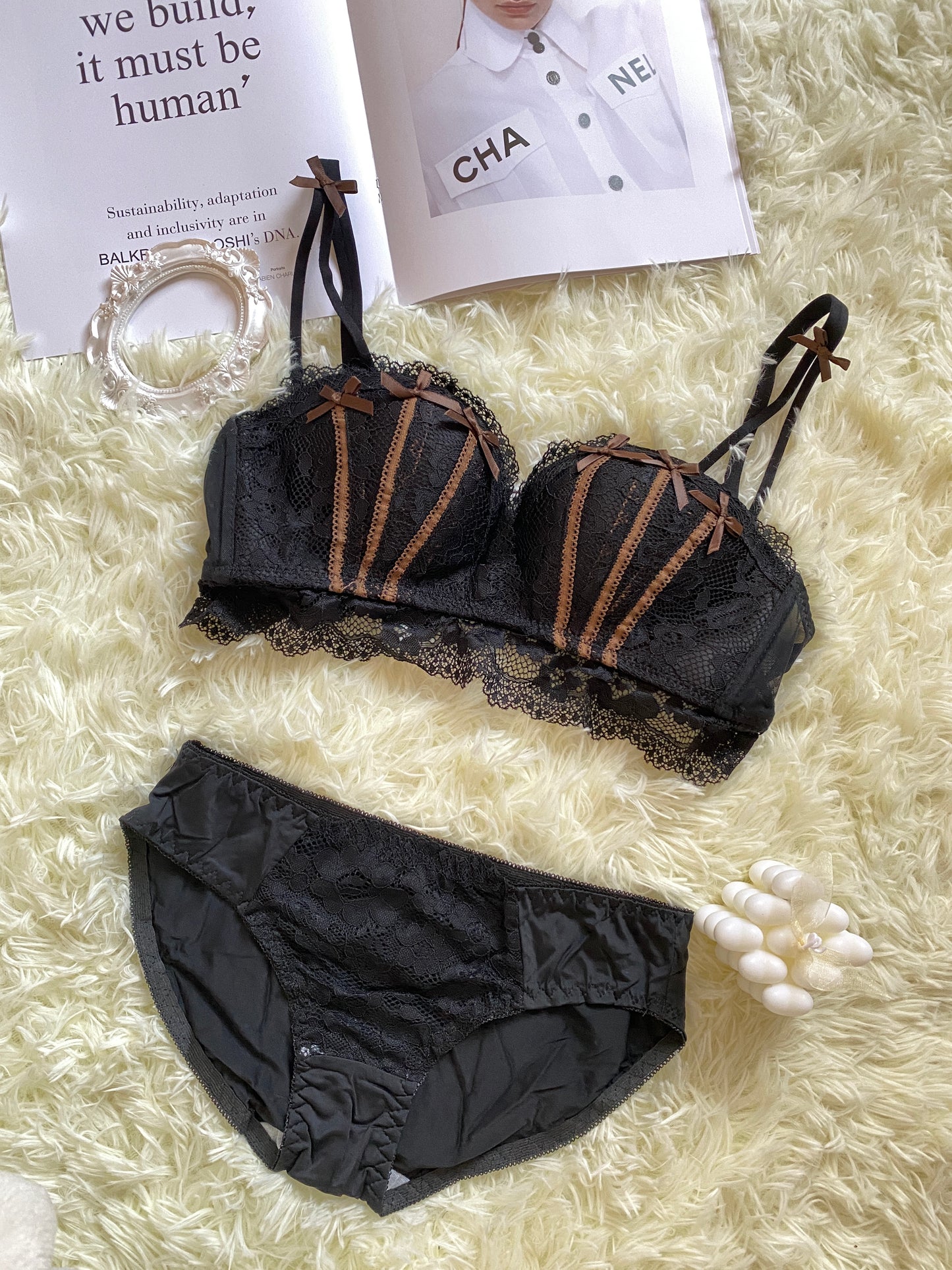 Black PushUp Lace Bra &  Panty